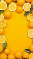ai gerado citrino fascinar fresco laranja, amarelo fundo, uma tela de pintura com espaço vertical Móvel papel de parede foto