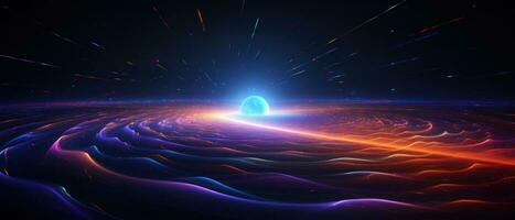 ai gerado 3d ilustração do uma nebulosa dentro a universo, exibindo uma vibrante azul e Preto cósmico fundo. foto