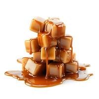 ai gerado caramelo doce com caramelo cobertura em branco fundos. saudável Comida ingrediente. venha ai gerado. foto