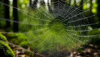 ai gerado uma aranha rede dentro a floresta foto