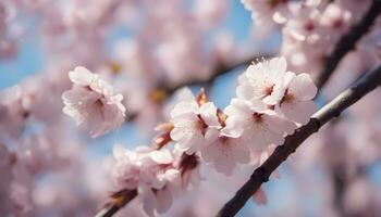ai gerado cereja flores estão florescendo dentro a Primavera foto