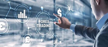 inscrição forex trading na tela virtual. conceito de mercado de ações de negócios foto