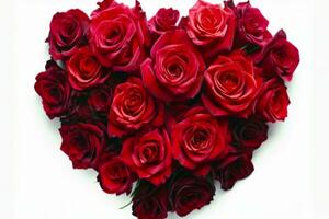 ai gerado dia dos namorados dia coração fez do vermelho rosas isolado em branco fundo. generativo ai. foto