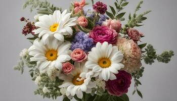 ai gerado uma ramalhete do flores é mostrando dentro uma vaso foto