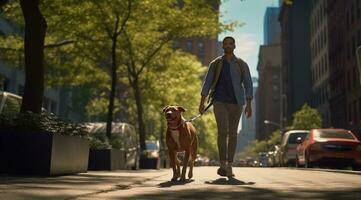 ai gerado cachorro caminhando dentro relógio inteligente foto