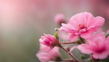 ai gerado Rosa flores estão florescendo dentro uma campo foto