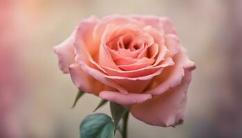 ai gerado uma solteiro Rosa rosa é mostrando dentro frente do uma borrado fundo foto