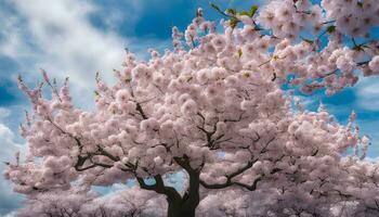 ai gerado uma lindo Rosa cereja árvore dentro flor foto