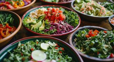 ai gerado a sortimento do taças do diferente saladas foto