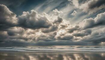 ai gerado uma lindo de praia com nuvens e água foto