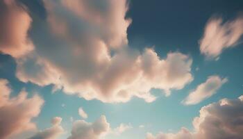 ai gerado nuvens dentro a céu com uma azul céu fundo foto