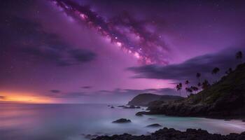 ai gerado a leitoso caminho sobre a oceano dentro Havaí foto