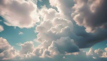 ai gerado nuvens dentro a céu com uma azul céu fundo foto