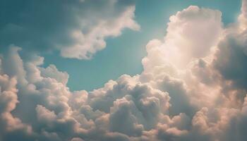 ai gerado nuvens dentro a céu com uma azul céu fundo foto