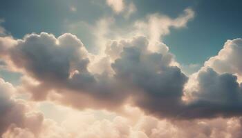 ai gerado nuvens dentro a céu com uma azul céu fundo foto