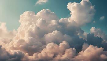 ai gerado nuvens dentro a céu com uma azul céu fundo foto