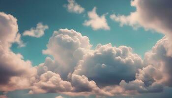 ai gerado nuvens dentro a céu com uma azul céu fundo foto