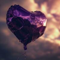 ai gerado lilás coração balão para amor e casamento foto