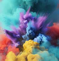 ai gerado cor explosão com colorida pó todos para livre foto