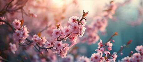 ai gerado Rosa flores e flores aparecer em a Beira do a quadro, Armação foto