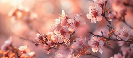 ai gerado Rosa flores e flores aparecer em a Beira do a quadro, Armação foto