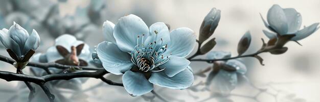 ai gerado papel de parede flor ramo azul flor foto