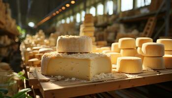 ai gerado frescor e variedade do gourmet queijos a partir de suíço e francês culturas gerado de ai foto