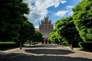 arquitetura e ruas do a velho cidade. a histórico arquitetura do Chernivtsi, Ucrânia. velho cidade depois de a chuva. foto