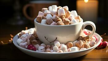 ai gerado quente chocolate dentro uma acolhedor caneca, uma inverno indulgência gerado de ai foto