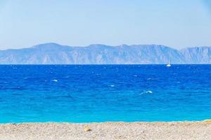 elli beach landscape rhodes greece turquoise water and turkey view. foto