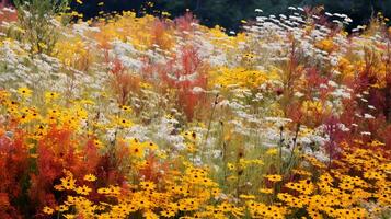 ai gerado outono flores silvestres Prado charme - ai gerado foto
