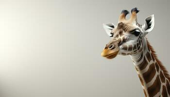 ai gerado girafa, zebra, e natureza beleza dentro 1 listrado retrato gerado de ai foto