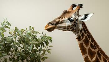 ai gerado girafa em pé alto, natureza beleza dentro África região selvagem gerado de ai foto