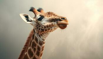 ai gerado girafa, majestoso e alto, em pé dentro a africano savana gerado de ai foto
