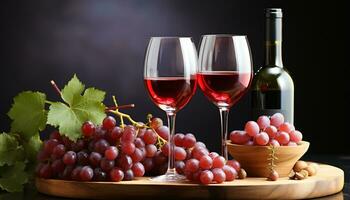 ai gerado gourmet copo de vinho preenchidas com orgânico cabernet sauvignon, outono celebração gerado de ai foto