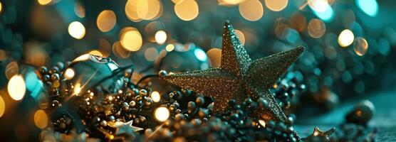 ai gerado Natal Estrela com estrelas em bokeh luz foto