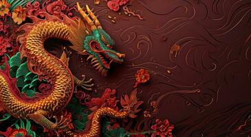 ai gerado chinês Novo ano fundo com colorida Dragão foto