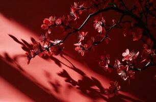 ai gerado chinês Novo ano e flor cena com papéis foto