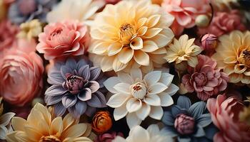ai gerado uma vibrante ramalhete do colorida flores comemora amor e beleza gerado de ai foto
