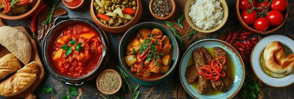 ai gerado sortimento do russo tradicional pratos. russo Comida foto