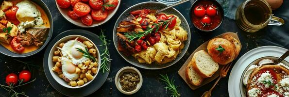 ai gerado sortimento do russo tradicional pratos. russo Comida foto