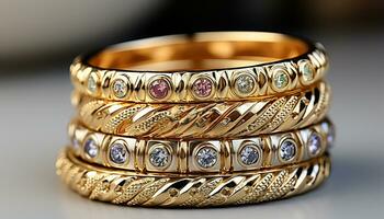 ai gerado brilhante ouro pulseira, uma símbolo do elegância e riqueza gerado de ai foto
