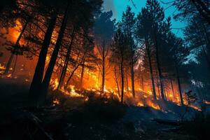 ai gerado a Aumentar ameaça do uma floresta fogo foto