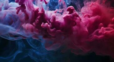 ai gerado nuvem do fumaça em Preto fundo. uma azul, roxa fumaça redemoinhos dentro a ar contra uma Preto fundo. foto