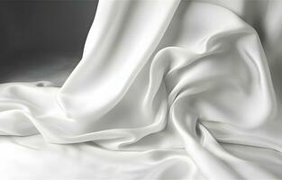 ai gerado branco seda textura luxuoso cetim para abstrato fundo. lindo branco tecido foto