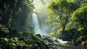 ai gerado uma floresta em uma cascata foto