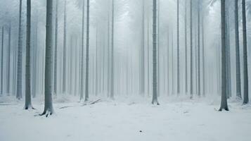 ai gerado coberto de neve mínimo floresta panorama. generativo ai foto