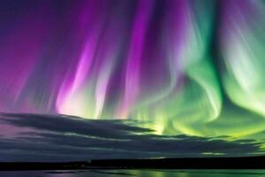 ai gerado panorama fotografia do aurora boreal dentro a céu fundo. pró foto