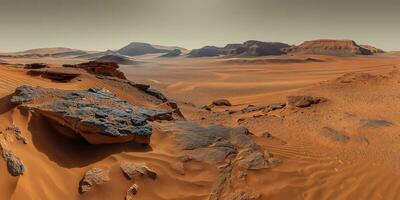 ai gerado cientificamente confiável Visão do a planeta Marte, Visão a partir de a superfície foto