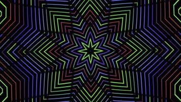multicolorido caleidoscópio com abstrato padrões mudando cores e Tamanho do formas. animação. animação discoteca luzes foto